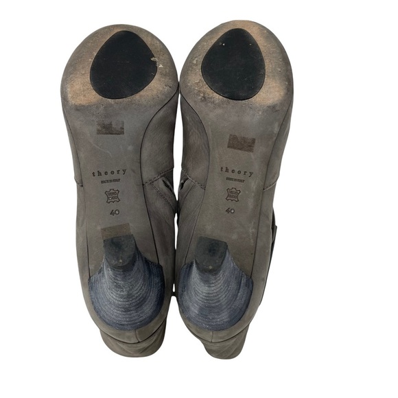 Theory Gray Nubuck Leather Ankle Zip Booties Size 40 US 10 - Picture 9 of 13